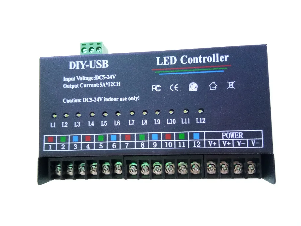 USB DIY LED RGB контроллер 12 канальный программируемый 5А * 12CH каналов для 3528 &amp 5050