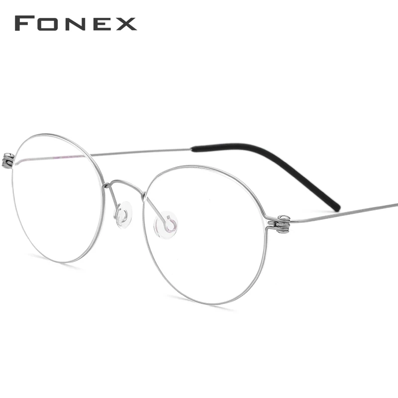 FONEX B Титан Близорукость Оптические очки оправа для мужчин рецепт корейские круглые очки для женщин Безвинтовые очки 7510