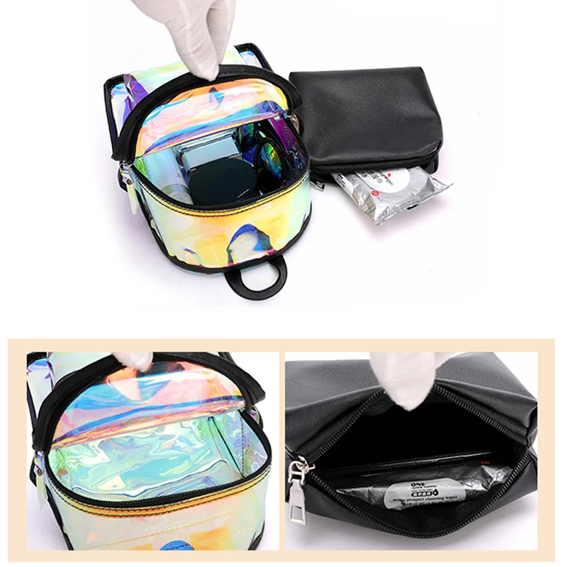 Летний мини рюкзак женский прозрачный стильный для девочки подростка Mochila Laser