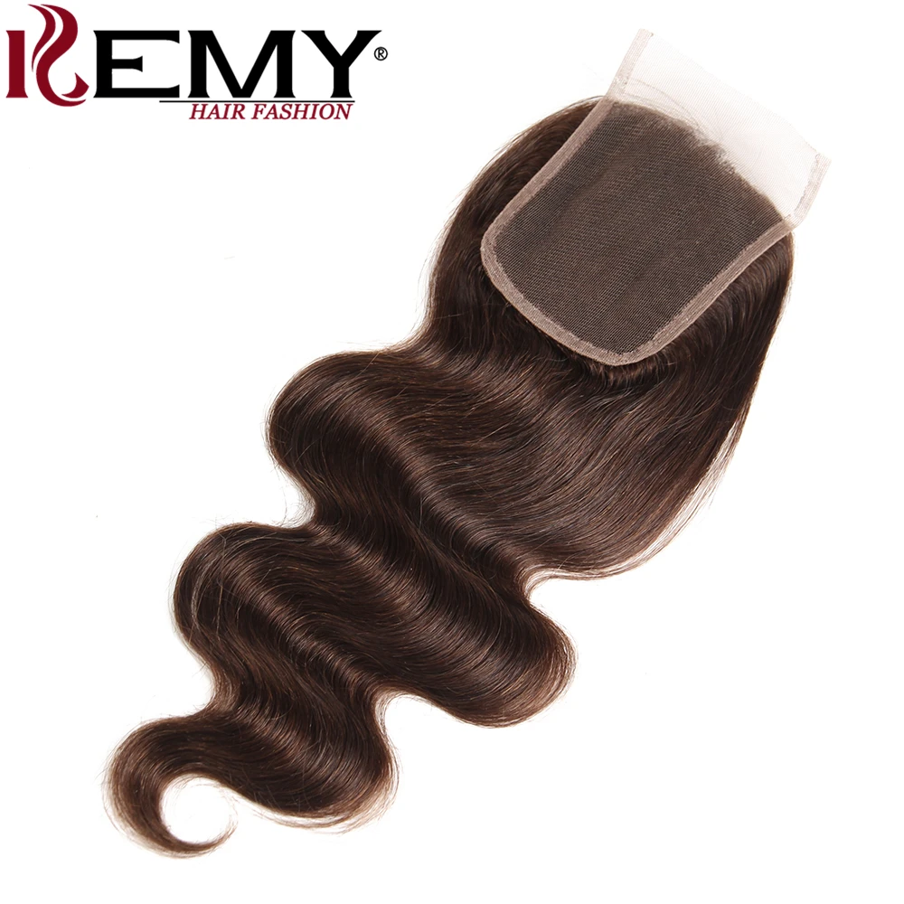 Средний коричневый 4# человеческие волосы пучки с закрытием 4*4 kemy Hair бразильские волнистые человеческие волосы ткет 3 шт не реми волосы