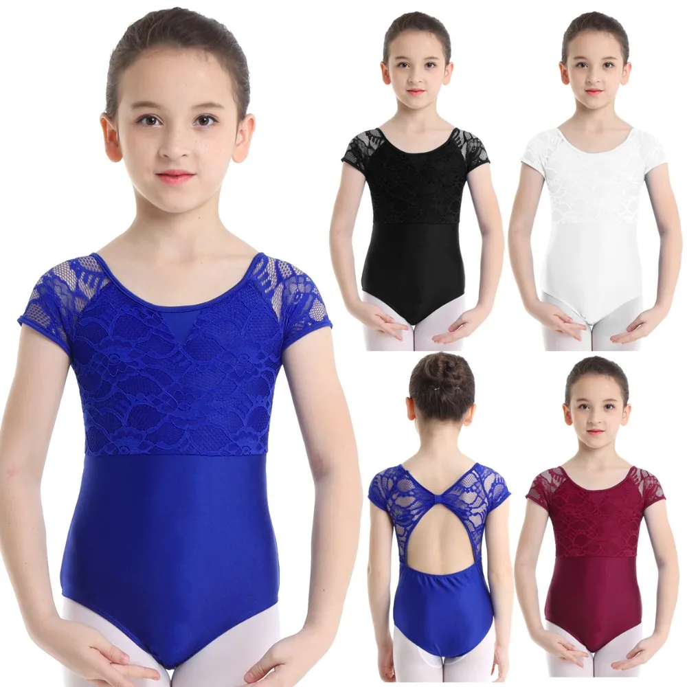 IEFIEL Ballerina Toddler Ballet Leotards for Girls Short Sleeves Floral Lace Camisole Dress Gymnastics Leotard Dance Wear | Детская