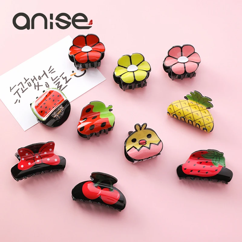 Женские заколки для волос с бантом Anise зажимы мультяшным цветочным фруктами
