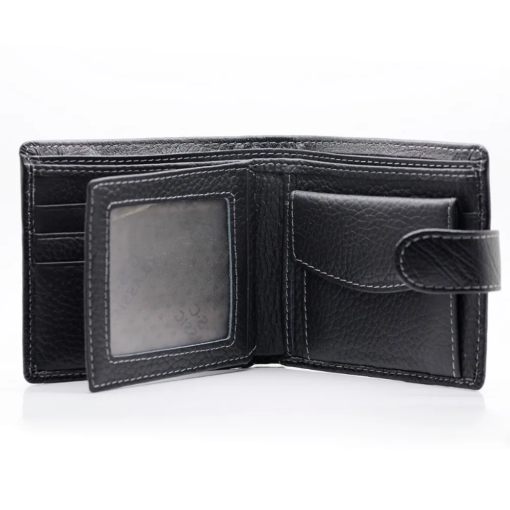 Черная натуральная кожа billetera cartera двойные клатчи кошельки мужские ID Кредитная