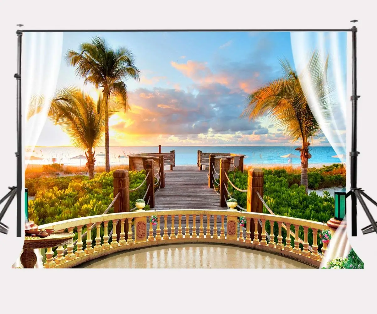 

150x220cm Hotel Beach Holiday Backdrop Morning Glow Between Sea and Sky Photography Background