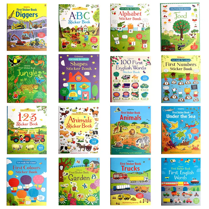 5 книг/набор Usborne Детская английская наклейка с изображением книги раскраски
