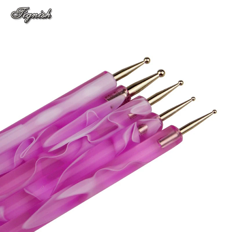 Tignish 5 шт. 2 способа фиолетовый синий для ногтей УФ-Гель-лак ручка очистки живопись