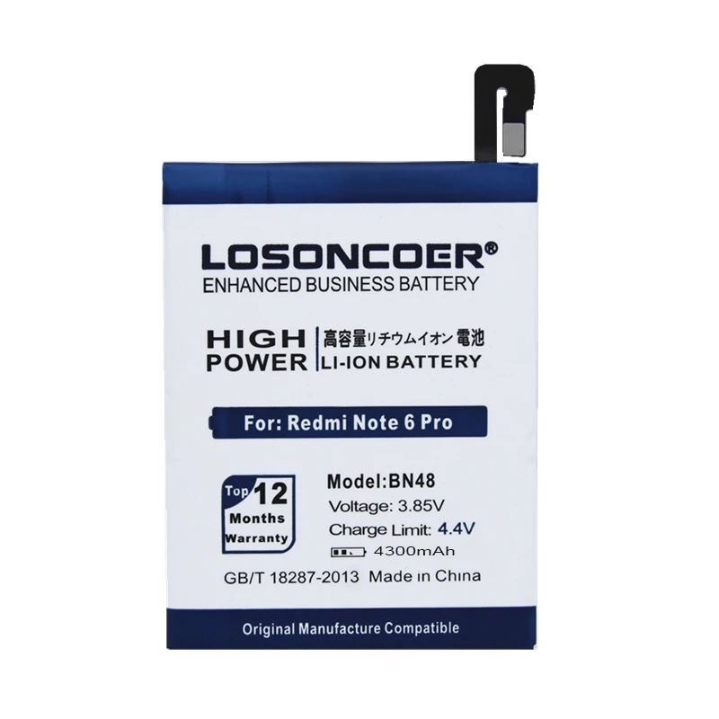 LOSONCOER 4300 мАч BN48 сменная батарея для XiaoMi BN48 Redmi Note 6 Pro Аккумулятор для телефона