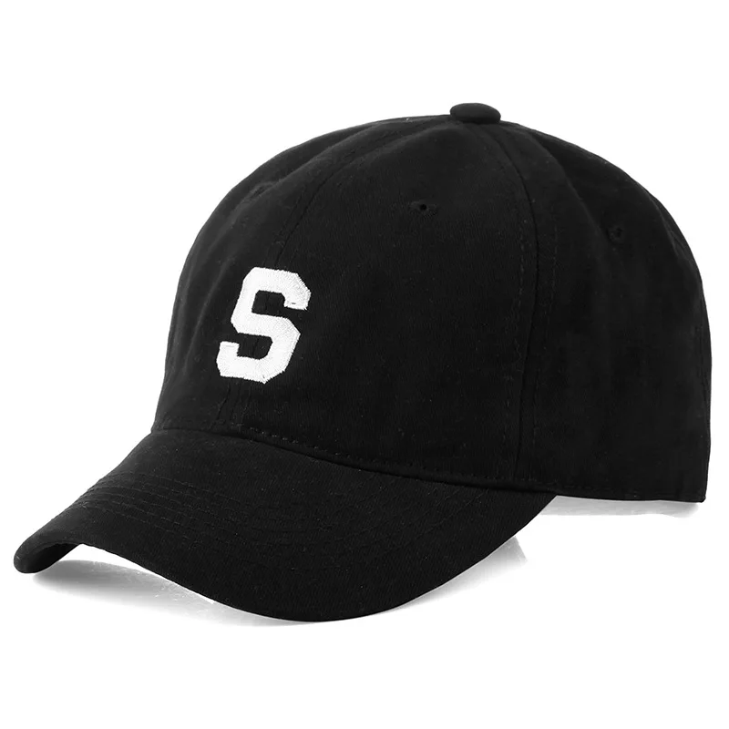 

brand new adult adjustable baseball cap men and women fashion hip-hop cap letter S embroidery black hat Bone Garros