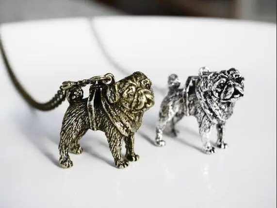 DANGGAO ручной работы, 3D кулон с Мопсом, ожерелье для женщин, цепь, ожерелье, подвеска, ювелирных изделий, милый подарок для любителей животных