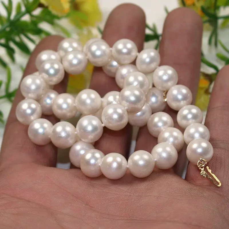 Free shipping &gt&gt&gt&gt&gtGZ genuine gift AAA 9-10mm white round fresh water cultured pearl necklace | Necklace