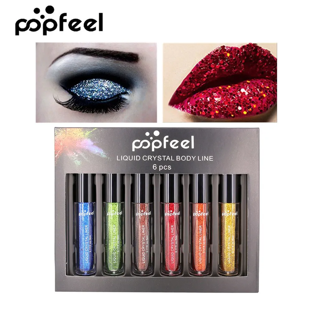 Popfeel модные жидкие блестящие тени для век светящиеся мерцающие макияж косметика