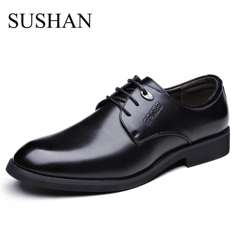 2019 New Men's Quality PU Leather Work Shoes Zapatos De Hombre Size 38-44 Black Soft Man Dress Autumn Men | Обувь