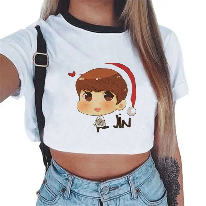 Новый Kpop Bangtan Boys BTS моды Harajuku корейский Футболка с принтом Для женщин девочек