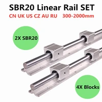 2pcs sbr20 200 2000mm linear guide rail and 4pcs sbr20uu linear bearing blocks for cnc parts 20mm linear rail