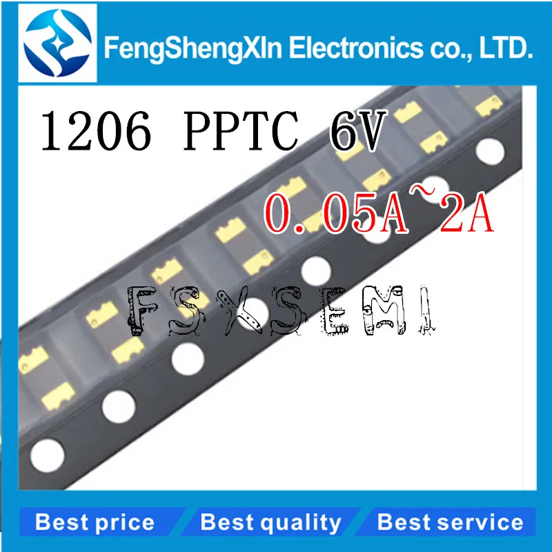 50 шт./лот 1206 PPTC 0.05A/0.1A/0.2A/0.5A/0.75A/1.1A/2A 6V SMD сбрасываемый предохранитель PTC PolySwitch