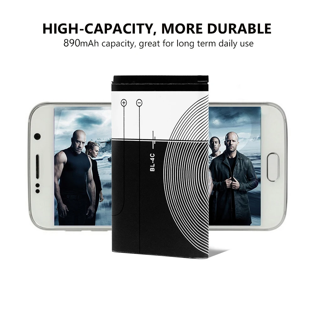 Смартфон BL 4C литий полимерный аккумулятор для телефона 3 7 v 890mah Nokia 6100 6125 6136 6136S 6300
