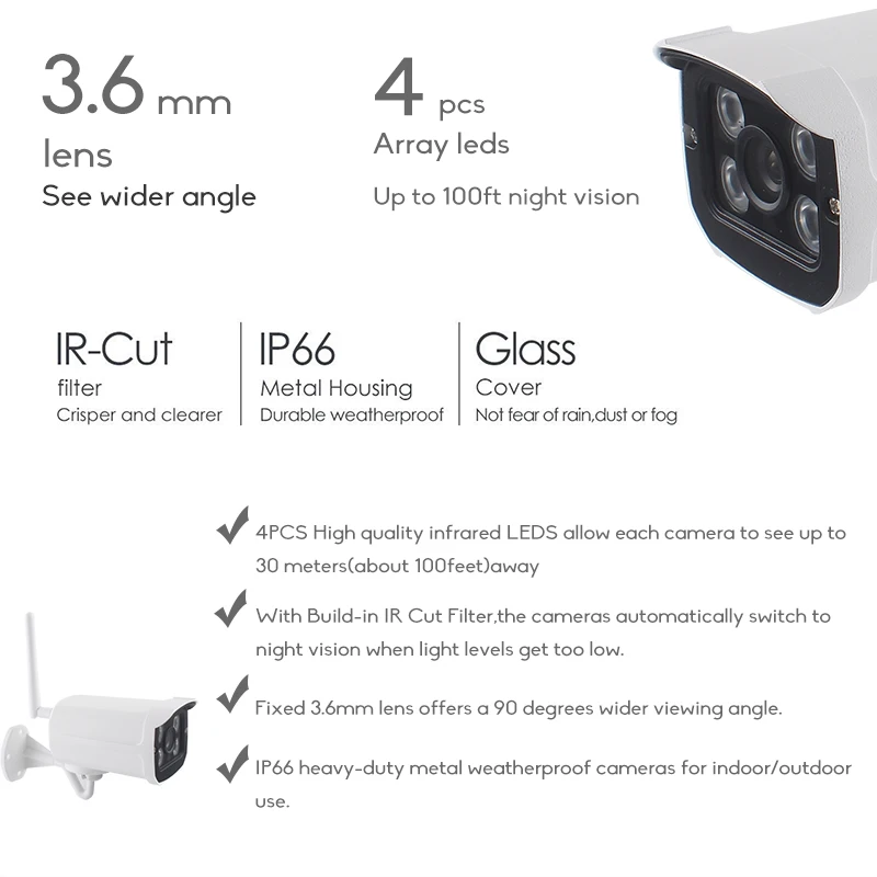 OUERTECH Wi-Fi IP камера 1080P проводной ONVIF P2P CCTV цилиндрическая Внешняя ночного видения