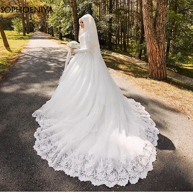 Vestido De Noiva Robe Mariage Арабский мусульманский роскошные красивые 80 см длинный шлейф