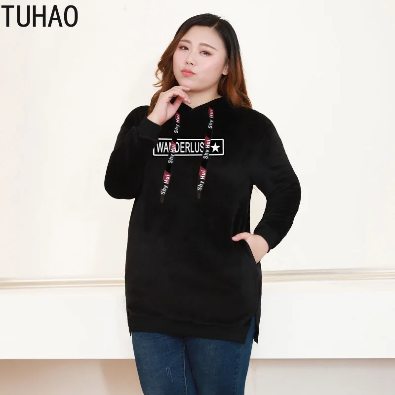 TUHAO размера плюс 10XL 8XL 6XL женские толстовки свитшоты черные с длинным рукавом