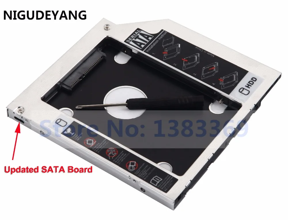 NIGUDEYANG SATA 2nd HDD HD SSD жесткий диск Caddy чехол для 9 5 мм универсального ноутбука CD / DVD