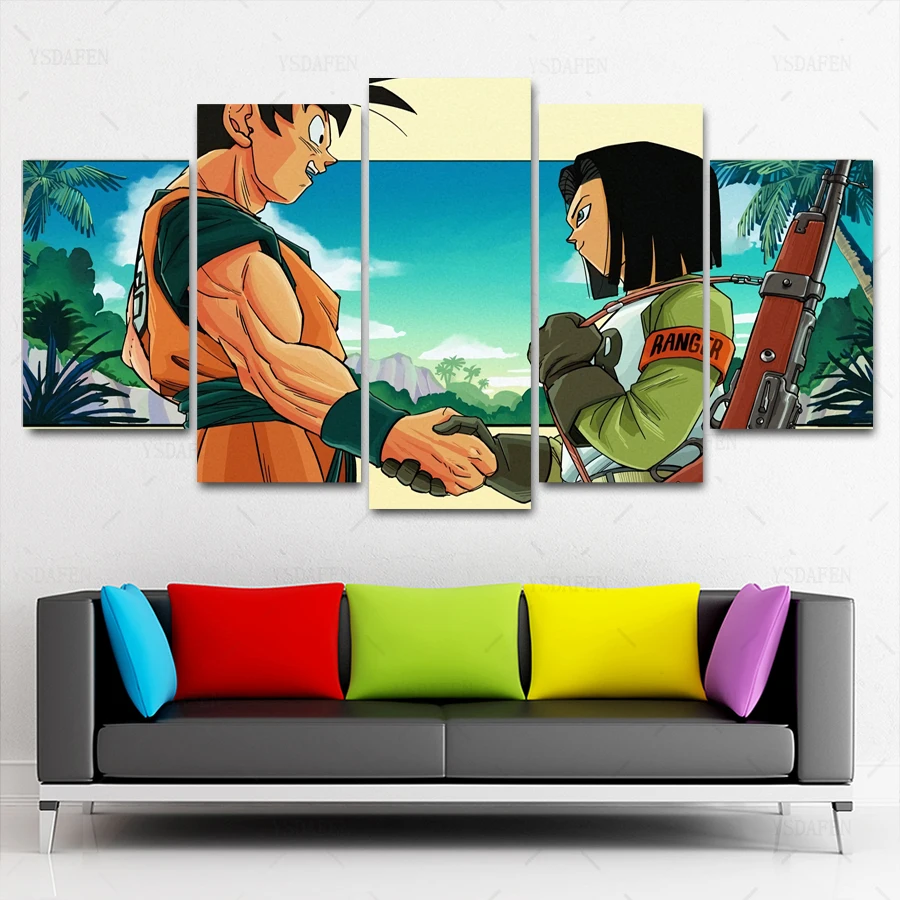 Прямая поставка 5 панельных холщовых картин HD DB 210318116 DRAGONBALL картина для домашнего