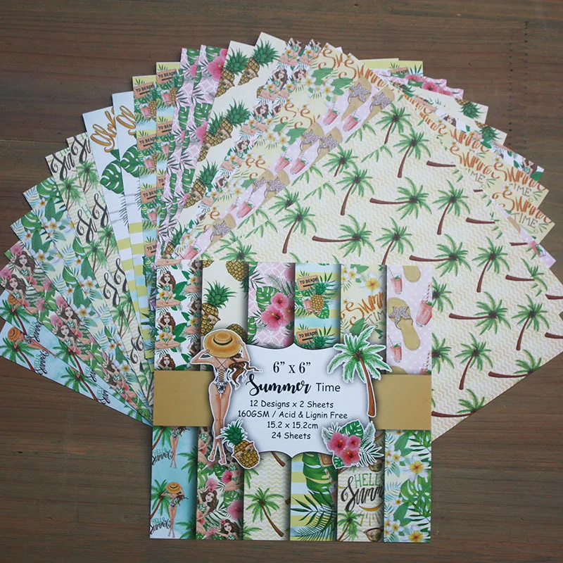 24pcs 6&quot Single-side Charming time pattern creative papercraft art paper handmade scrapbooking kit set books C141 | Дом и сад