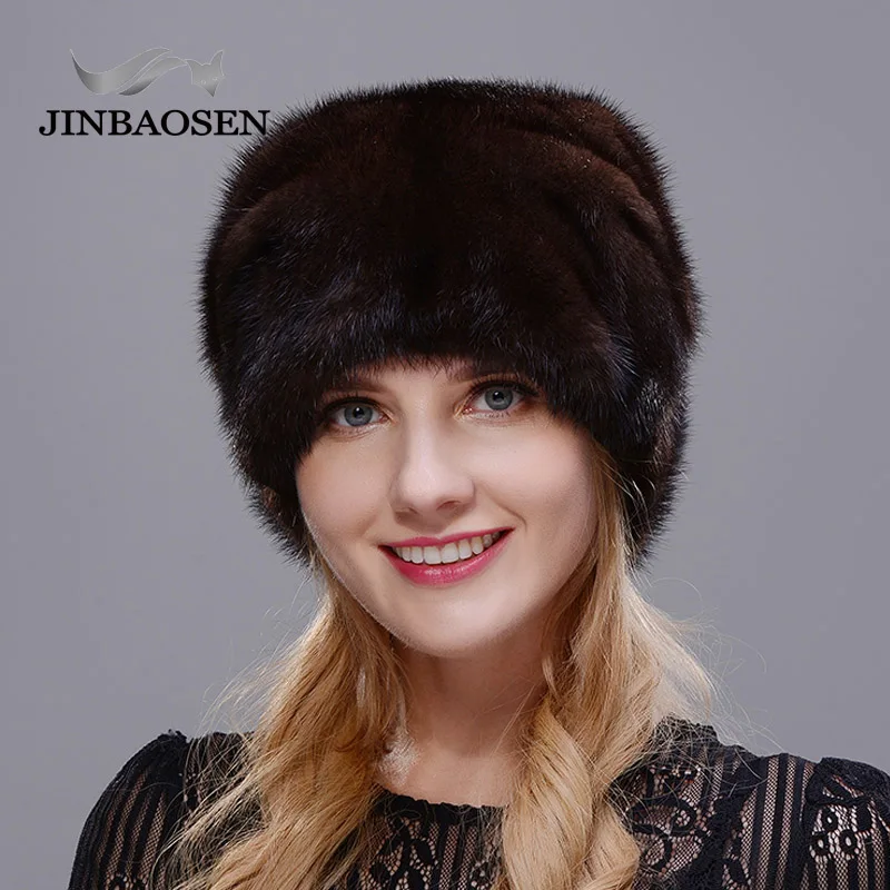JINBAOSEN русская зимняя замшевая шляпа с роскошной модной черной толстой теплой высококачественной шляпой Рождественская меховая шапка женская меховая шапка