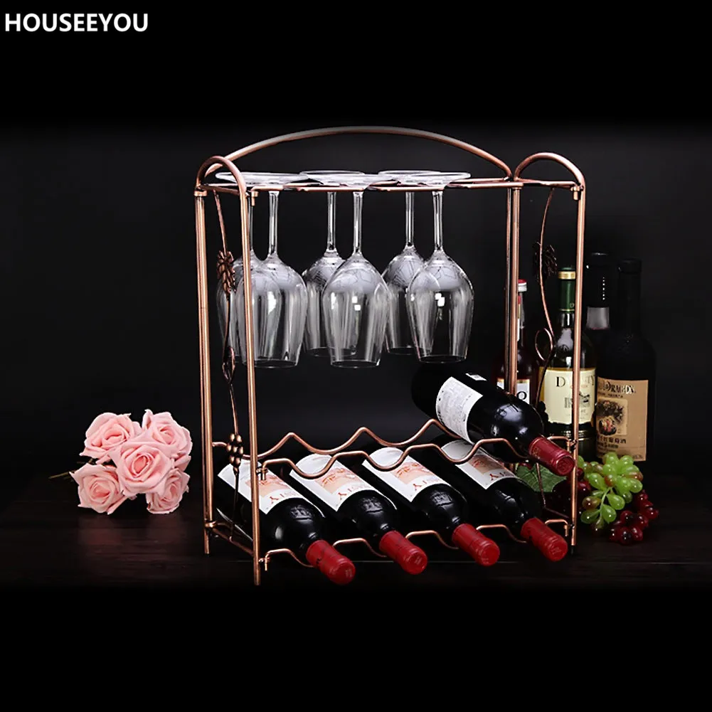 Железная художественная Винная стойка держатель полка посуда для бара виски