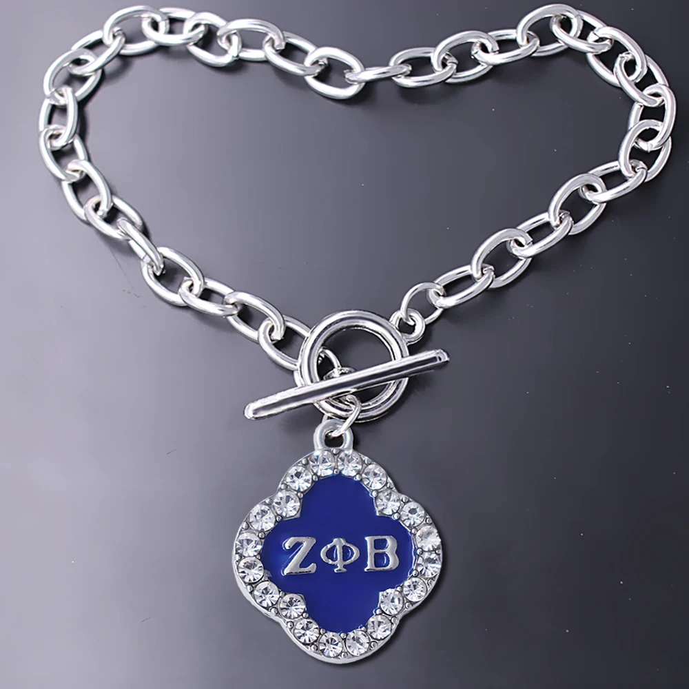 Модный Синий эмалированный металлический греческий браслет с надписью ZETA PHI BETA