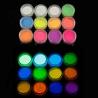 12 шт фосфоресцирующий пигмент после-свечения для дизайна ногтей порошок неонового пигмента флуоресцентный глиттер пудра светящаяся в темноте акриловая пудра