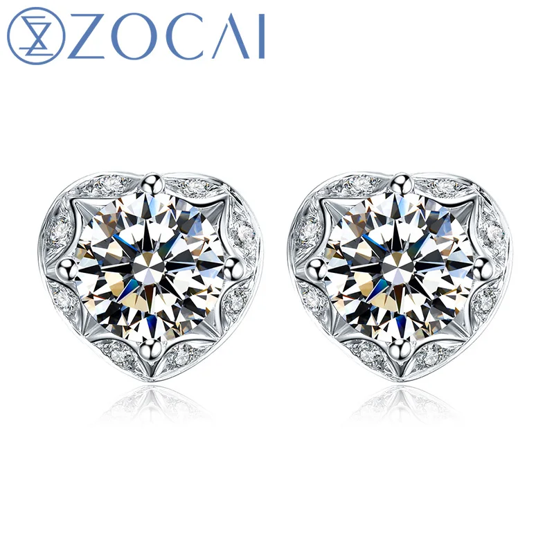 Серьги гвоздики с бриллиантами в форме сердца 18 К белое золото|stud earrings|earrings 18kearring