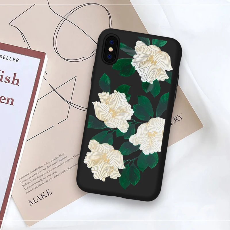 Роскошный летний мягкий чехол с цветочным рисунком розы для iPhone X XR MAX милый