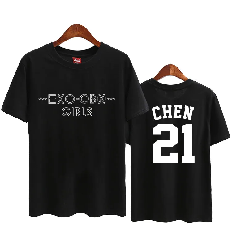 Летняя футболка exo cbx с коротким рукавом и принтом для девочек модная мужчин