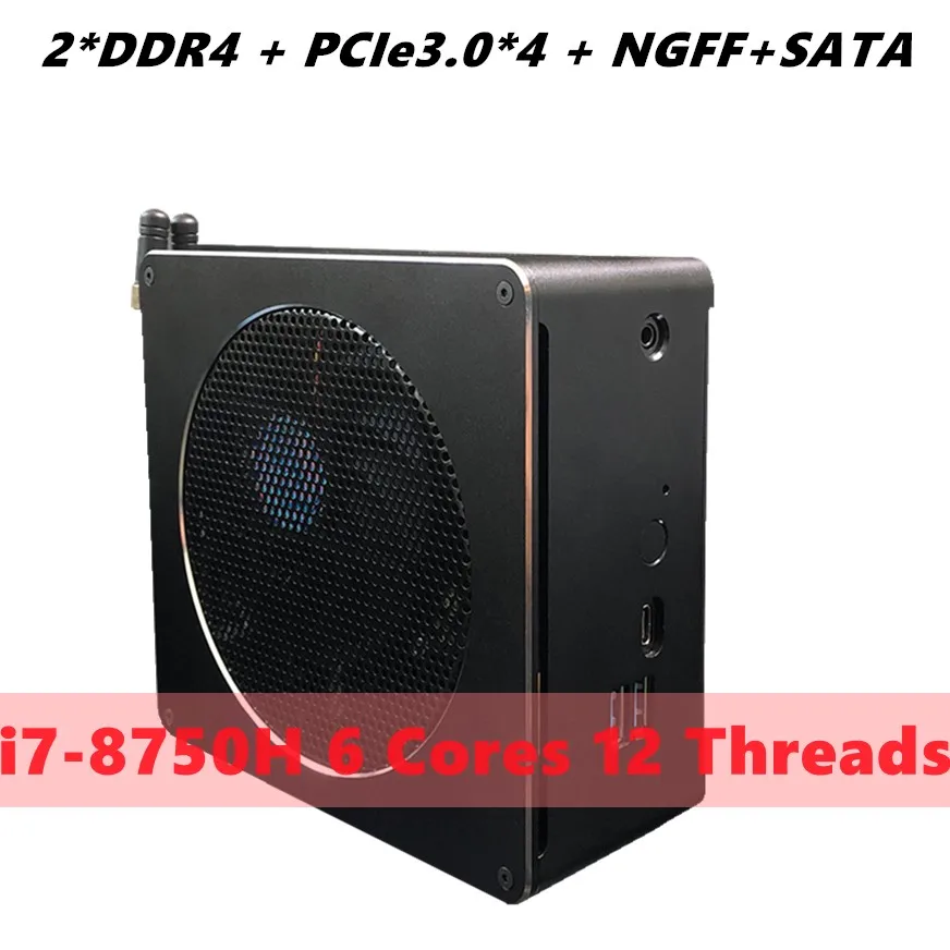 Soarsea мини ПК с intel 8th Gen i7 8750H 6 core 12 нить DDR4 2600/NVME Windows10 настольный компьютер ГМДИ mini DP