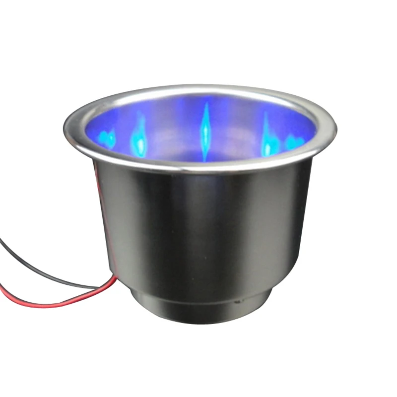 

3W Stainless Steel Drinks Holders Recessed Cup Holder with LED Light for 12V Marine Boat RV
