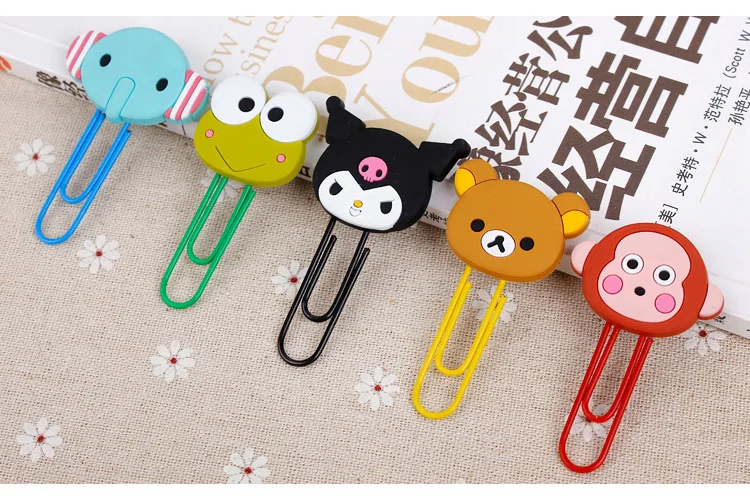 1 шт. рисунки из мультфильма ПВХ Kuromi Pororo Rilakkuma закладки бумажные зажимы студенческие канцелярские принадлежности клипса для заметок детские игрушки подарок