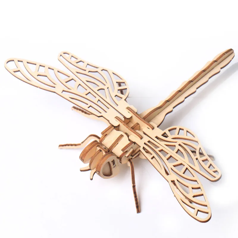 Dragonfly Детская игрушка Монтессори 3D головоломка DIY мозаика доска деревянная головоломка насекомое Животное ручной работы обучающая игрушка для сборки подарок для детей - Цвет: Dragonfly