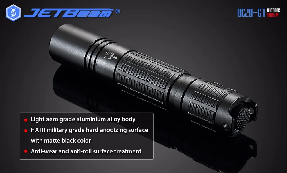 Jetbeam BC20-GT 1080 люменов Cree XP-L HI светодиодный маленький и портативный, со встроенным usb-портом наружный фонарик