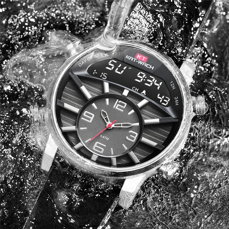 

Men Luxury Brand Big Dial Unique Fashion Leather Band Sport Military Watches Man Quartz Chronograph Army Waterproof Watches Wach