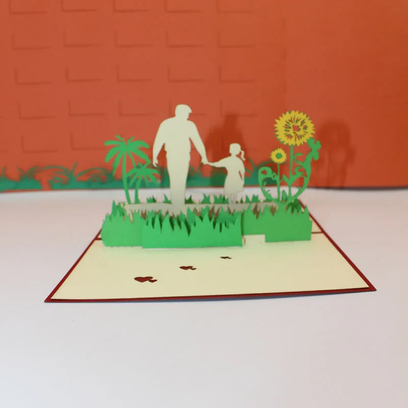 3D лазерная резка ручной работы солнечный цветок с папой и дочкой бумажные