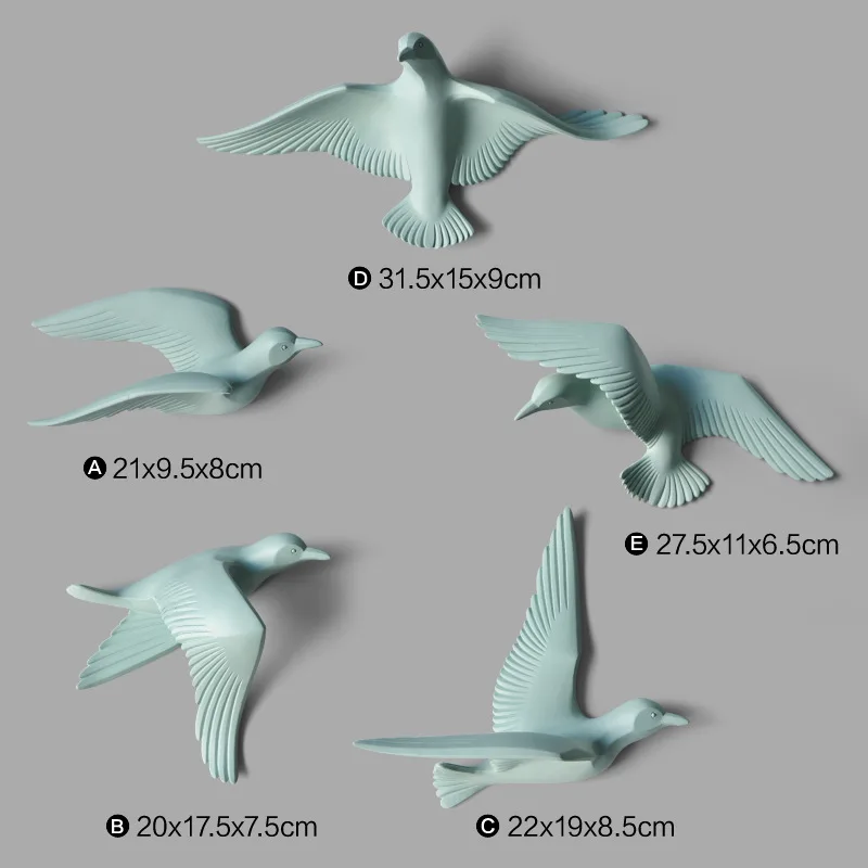 6 5 шт./компл. Творческий 3D смола птица украшение дома Декор стены наклейки украшения мебели голубь мира для европейских талисман - Цвет: 6