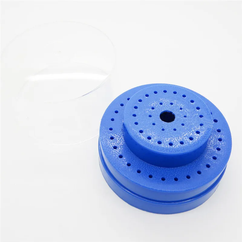 60 Holes Slots Round Plastic Bur Holder Burs Block Case Box Diamond Grinding Head Blue Dental Lab Instrument | Красота и здоровье