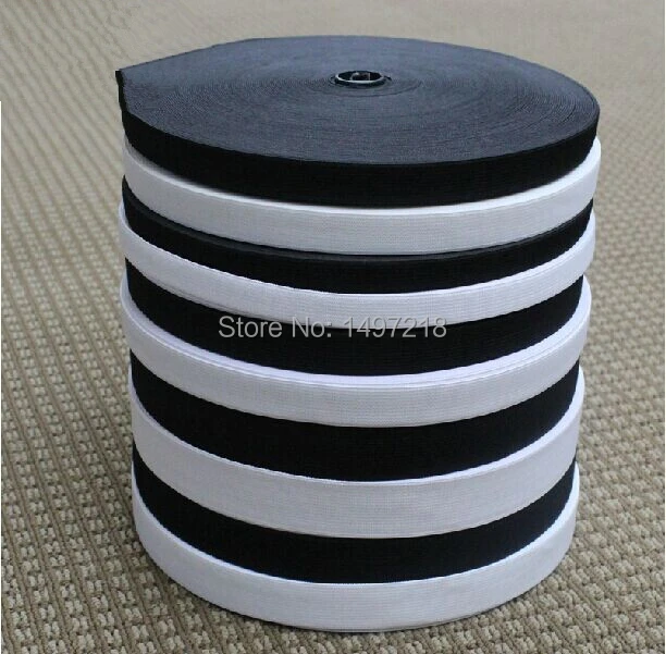 Высококачественная 25 мм ширина * 10 м длина/рулон черная белая вязаная эластичная