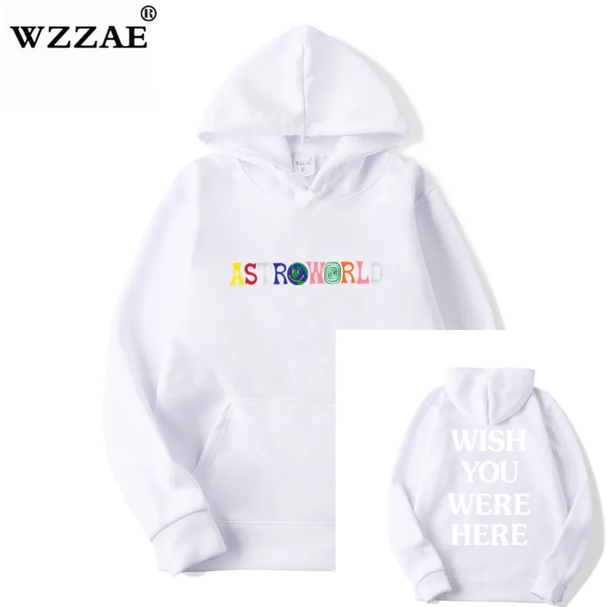 Трэвисс Скотт ASTROWORLD WISH YOU WAS HERE толстовки модные буквы ASTROWORLD Толстовка уличная Мужская Женская пуловер Толстовка - Цвет: White