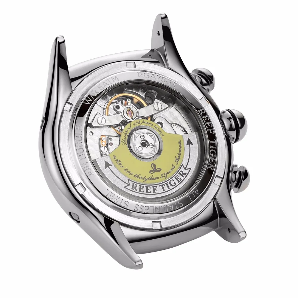 Reef Tiger/RT мужские спортивные часы Аналоговые Tourbillon светящиеся синие циферблат