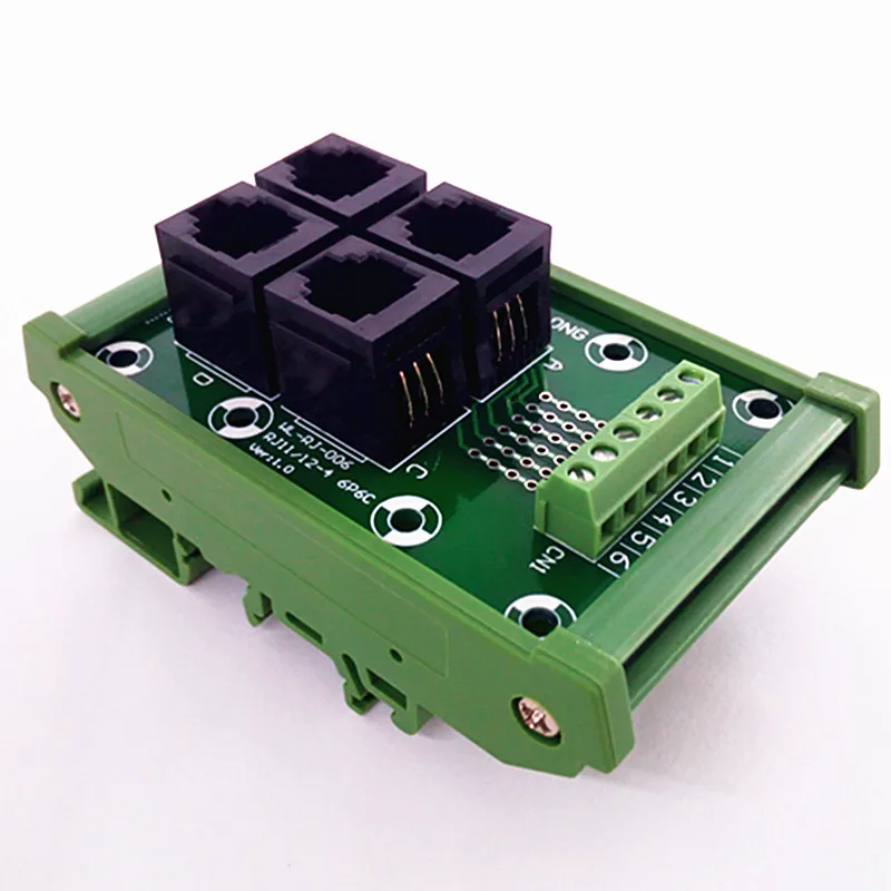 RJ11/RJ12 6P6C Jack 4-способ DIN рейку Интерфейс модуль, клеммный блок, разъем