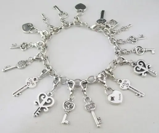 Тибетский серебряный замок брелок браслет цепочка браслет|charm bracelet|chain braceletcharm