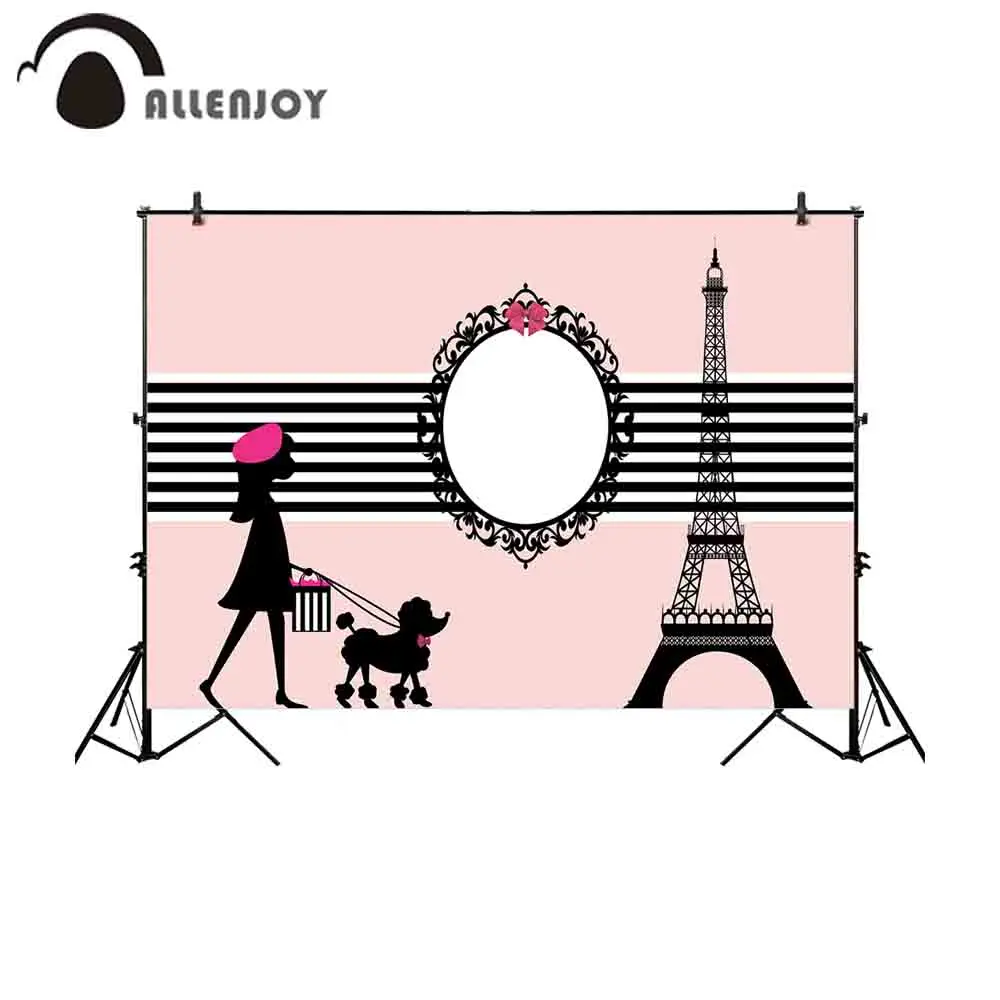 Фоны для фотосъемки Allenjoy розовый шопинг леди Тедди собака башня черная Роскошная