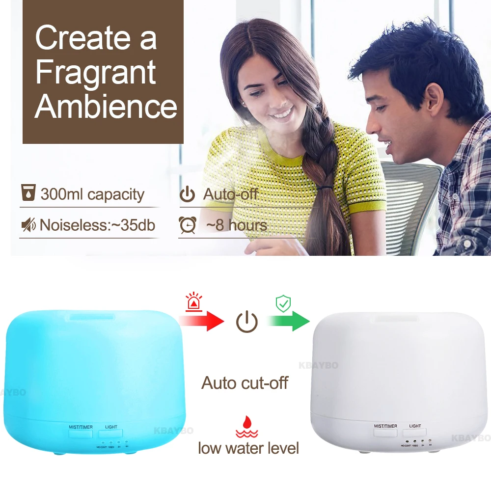 

Air Conditioning Humidifier 300ml Aroma Essential Oil Diffuser Mist Humidifier Aromatherapy Diffuser With 7 Color LED