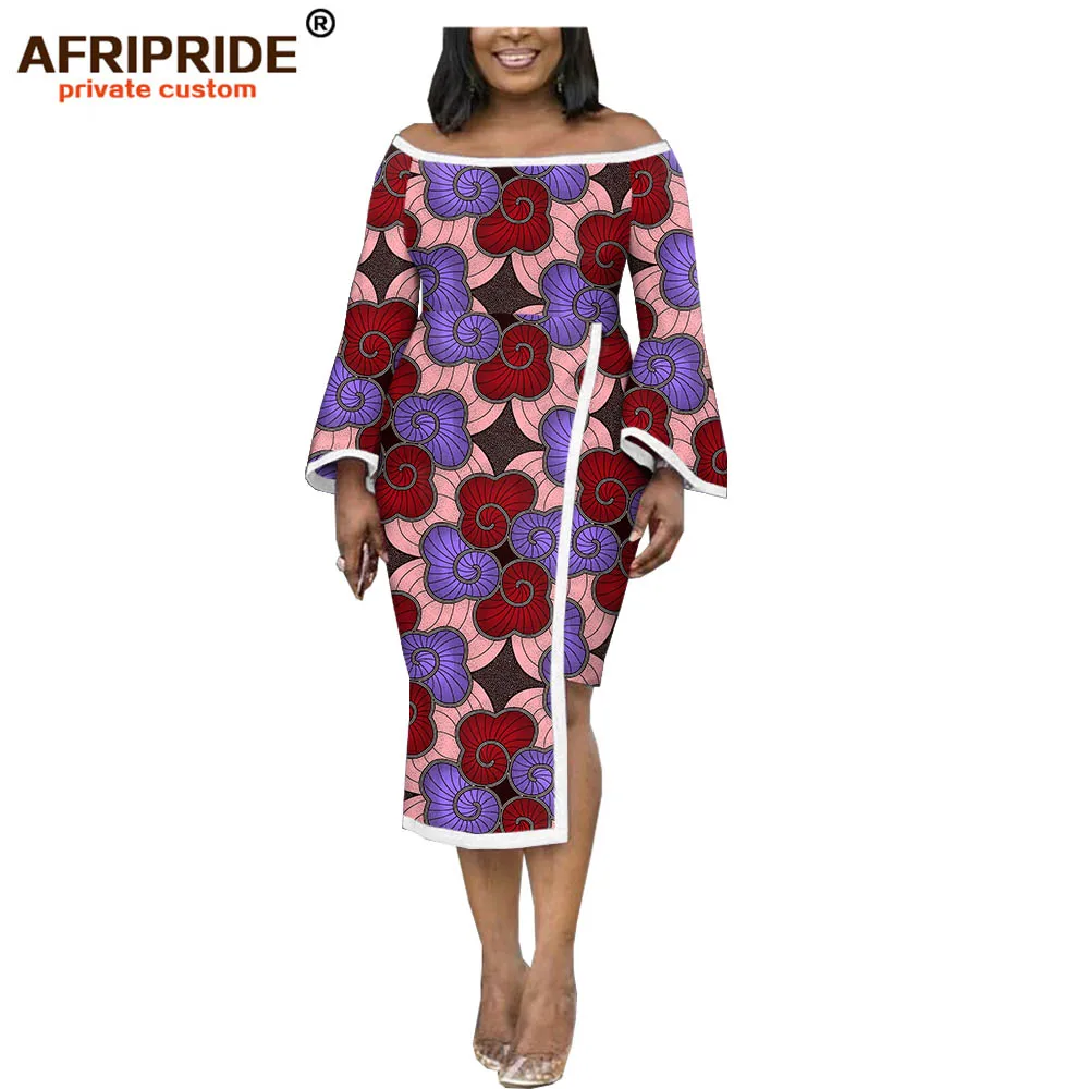 Африканские платья для женщин AFRIPRIDE customizedn ankara принт с расклешенными рукавами до середины икры Длина женское восковое платье карандаш A1925028 - Цвет: 269X